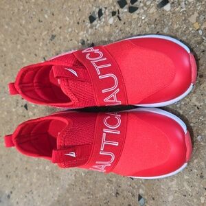 Nautical, Red, slip on toddler shoes